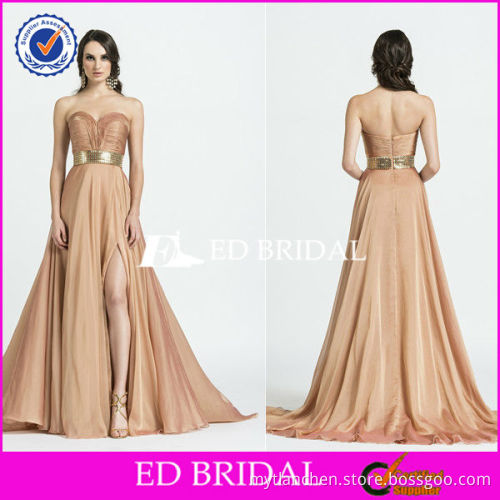 NS767 Gold Belt Sweetheart Deep Champagne Formal Dress Evening Dress